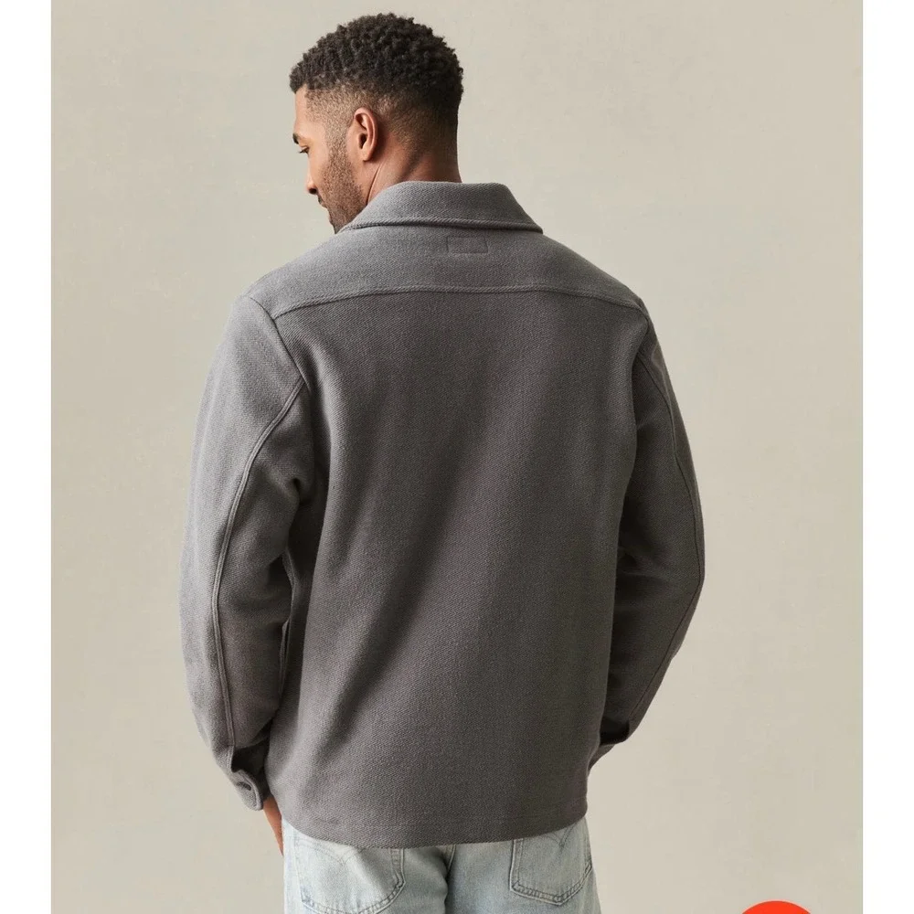 NWOT American Giant Mens French Terry‎ Twill Shacket L Gray Button Up Outdoors